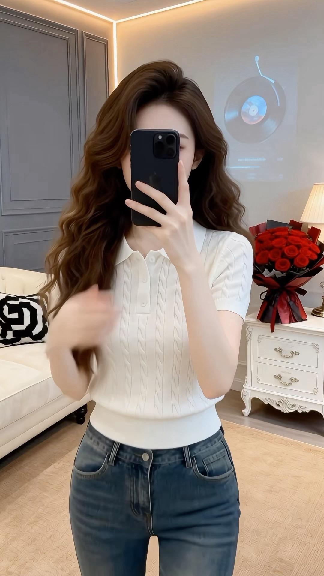 polo领针织衫女 温柔穿搭 小香风穿搭 上衣穿搭  法式polo领针织衫