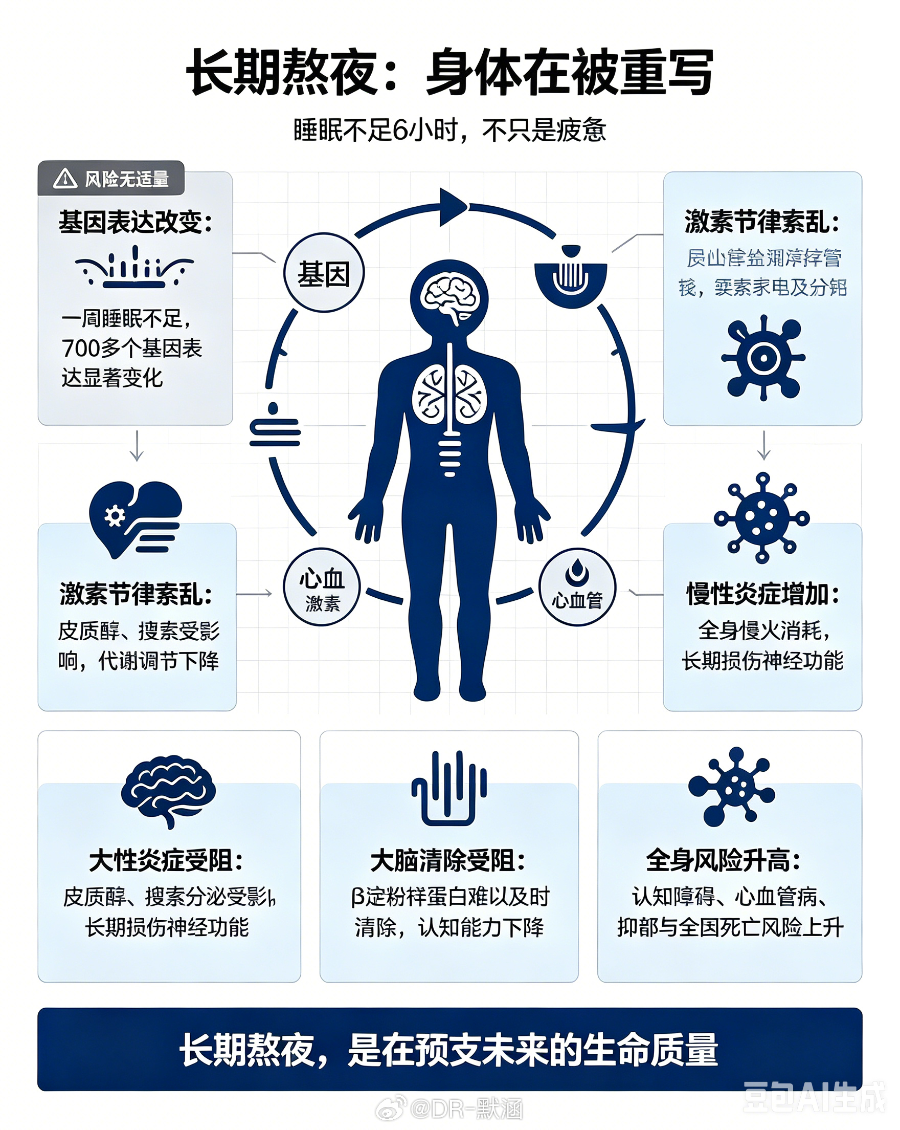 长期熬夜相当于给人生调休了这个比喻很传神，从科学角度看也非常贴切。熬夜和调休一样