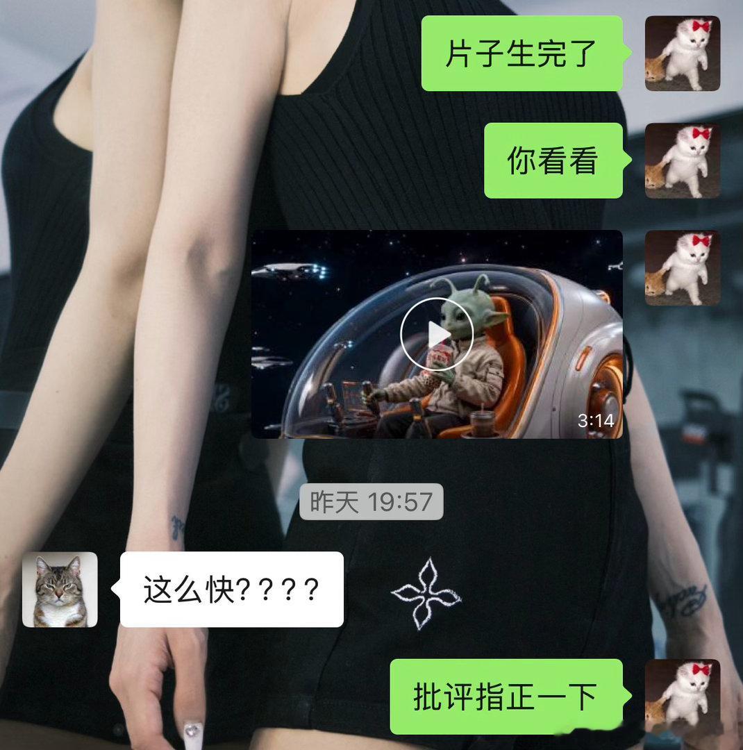 我的调休假有22个小时，为了凑够三天，我昨天加了两个小时班，把片子做出来了。发给
