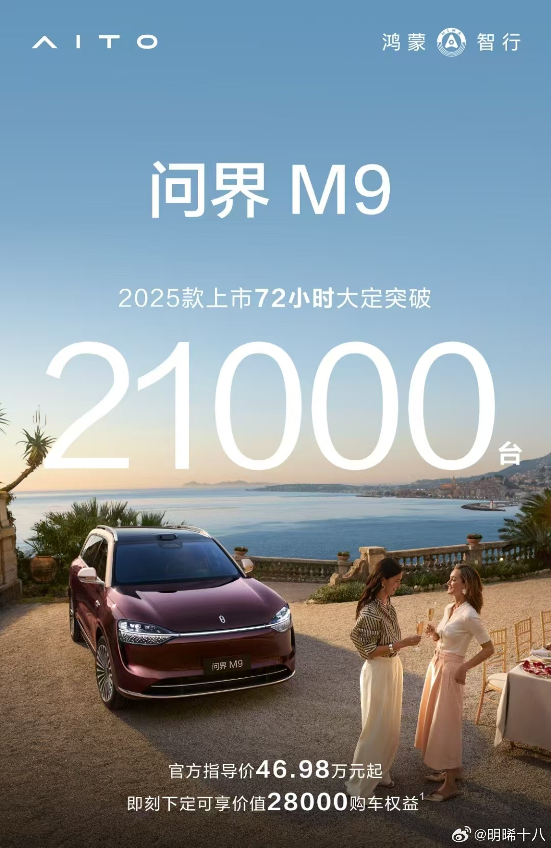 2025新款问界M9上市3天，大定突破21000台，什么水平？如果以均价50万/