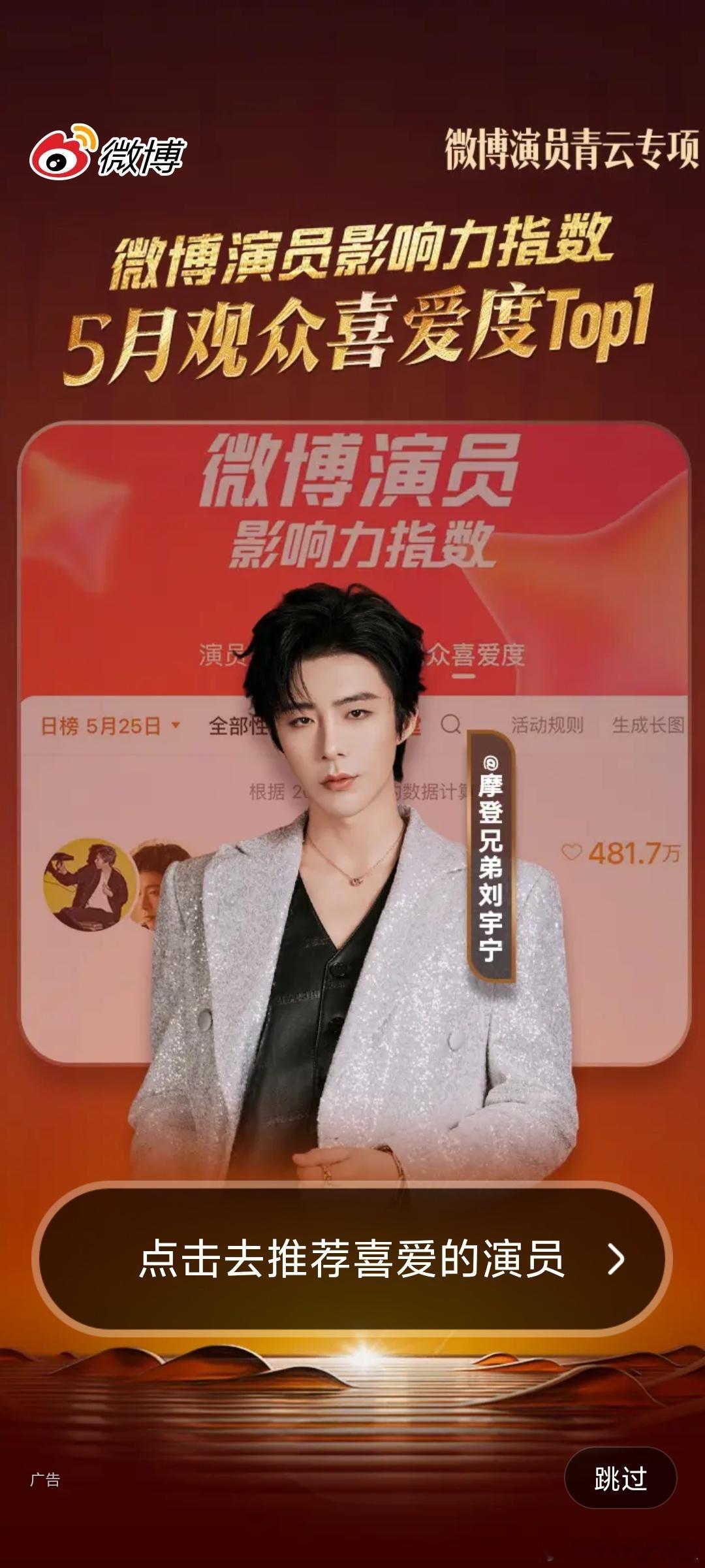 哎呀哈！“五月观众喜爱度top1”宇宁就是这样招人稀罕。刘宇宁 。摩登兄弟
