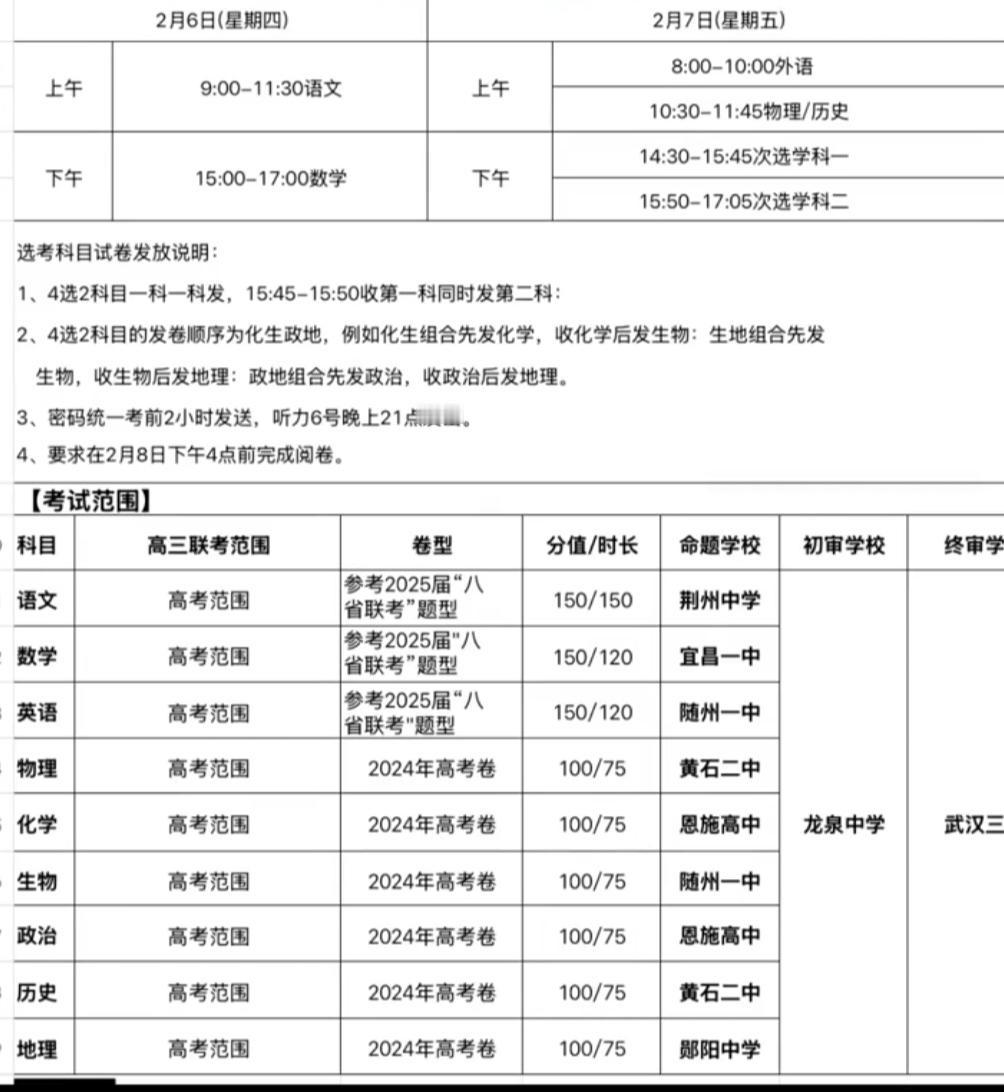 高三新八校，正月初九开考！

2025年2月6日、2月7日，也就是正月初九、正月