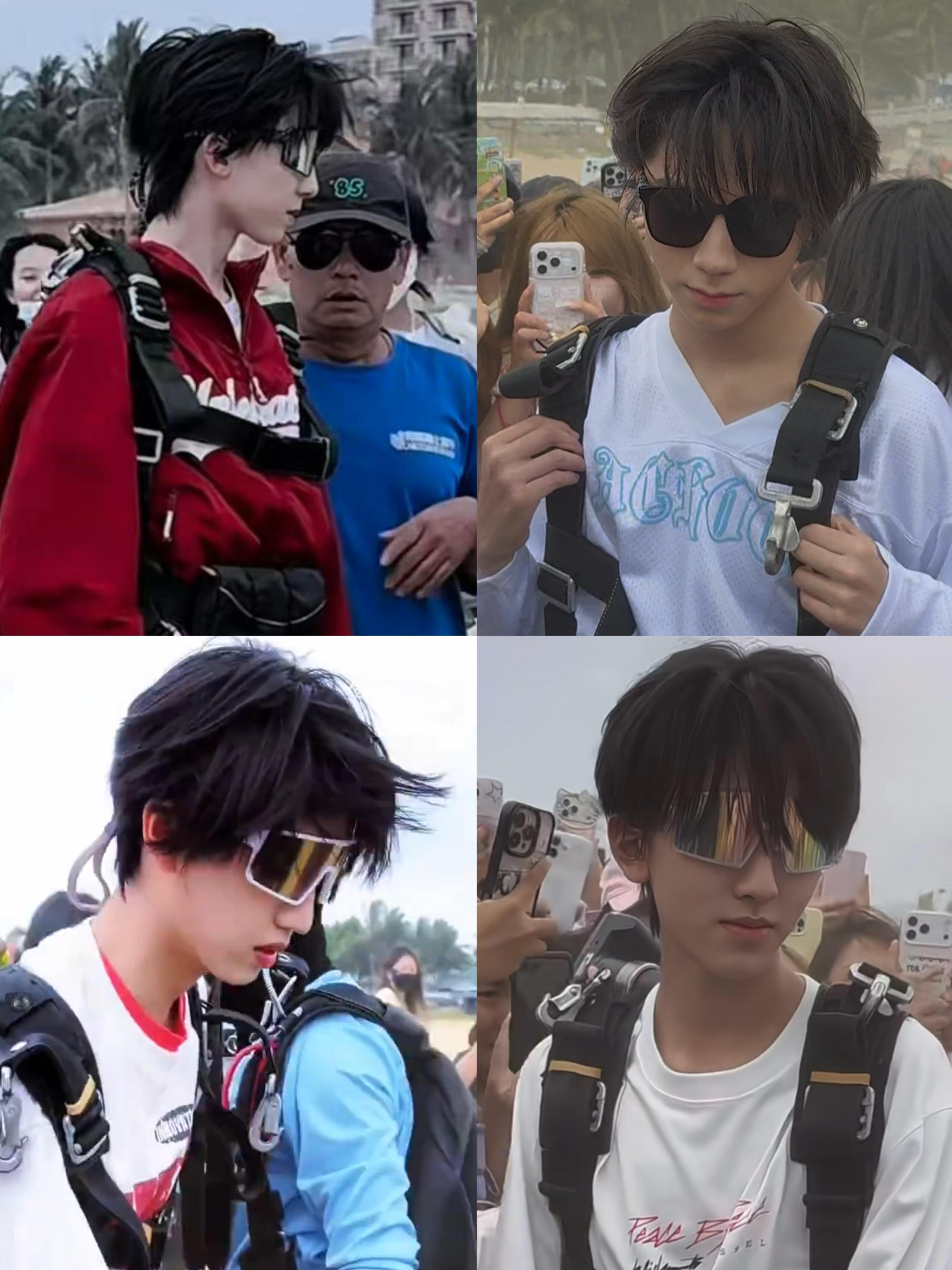 跳伞路透。。。这么帅沙溢丝 王橹杰 张桂源 杨博文 左奇函TF四代跳伞