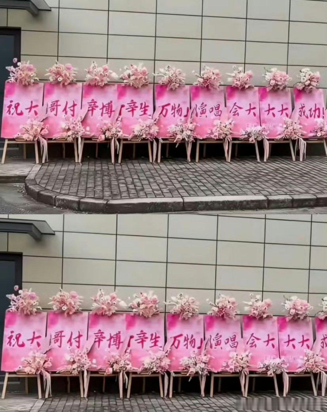 张凌赫给付辛博演唱会送了一排应援花篮，期待这一秒过火
