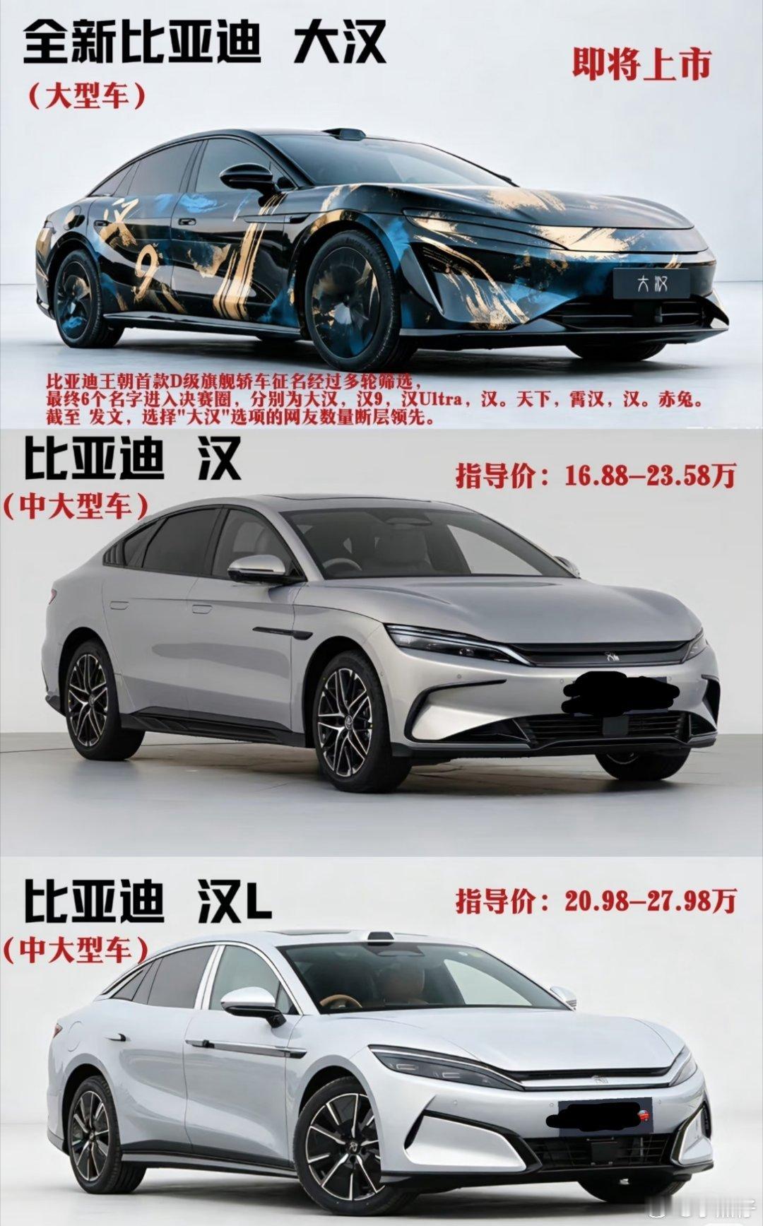 比亚迪大汉大汉走的是D级旗舰，车长超5.2米，轴距超3.1米！而且在今年大电池+