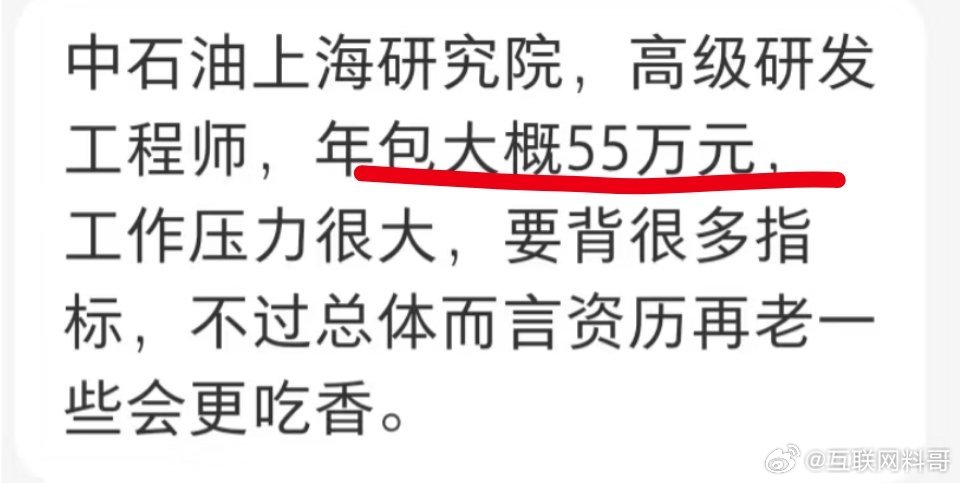 卧槽，中石油研究院工资待遇真高！ ​​​