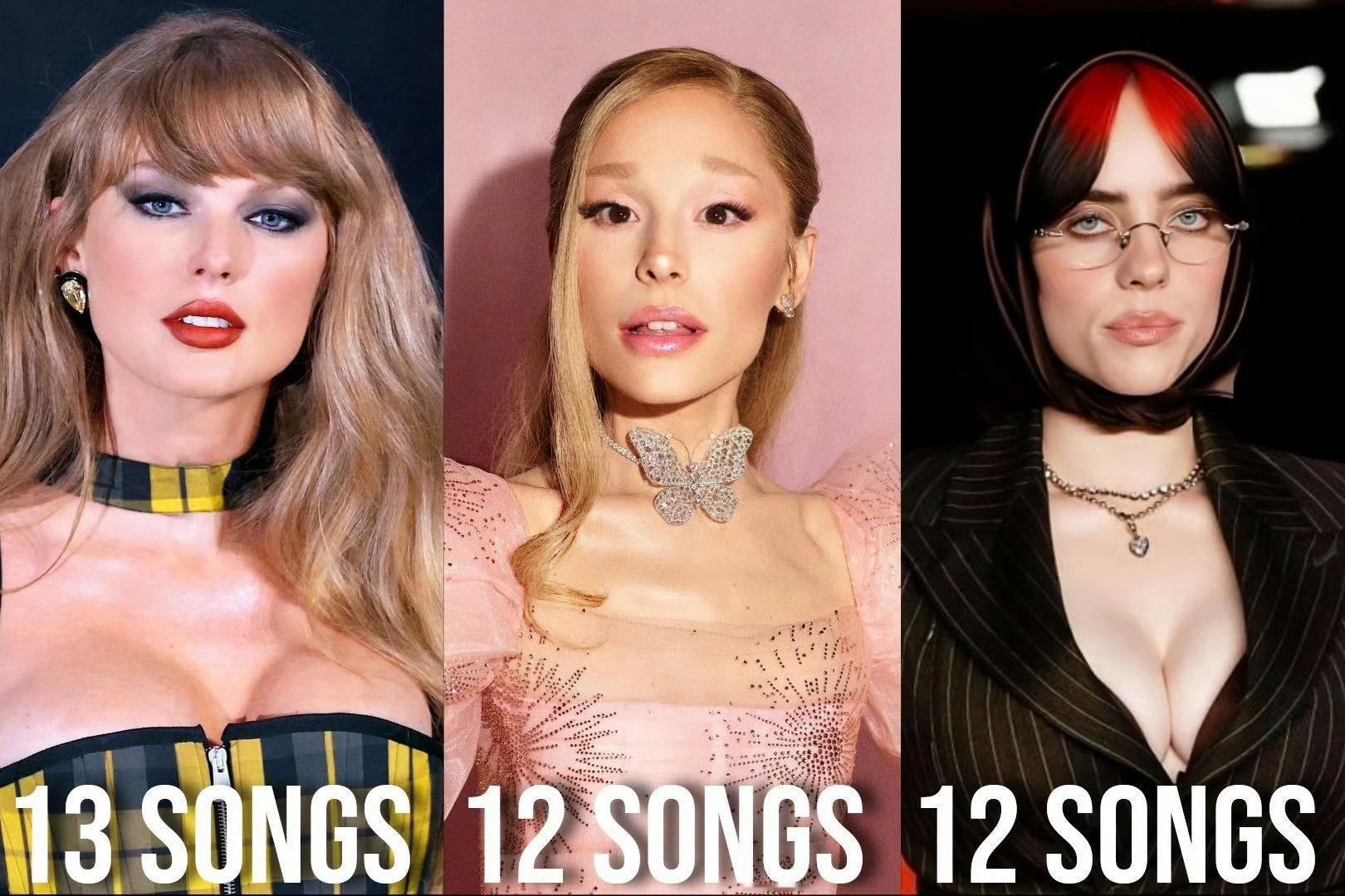 拥有播放量破10亿单曲数量最多的女歌手：Taylor Swift - 13首Ar