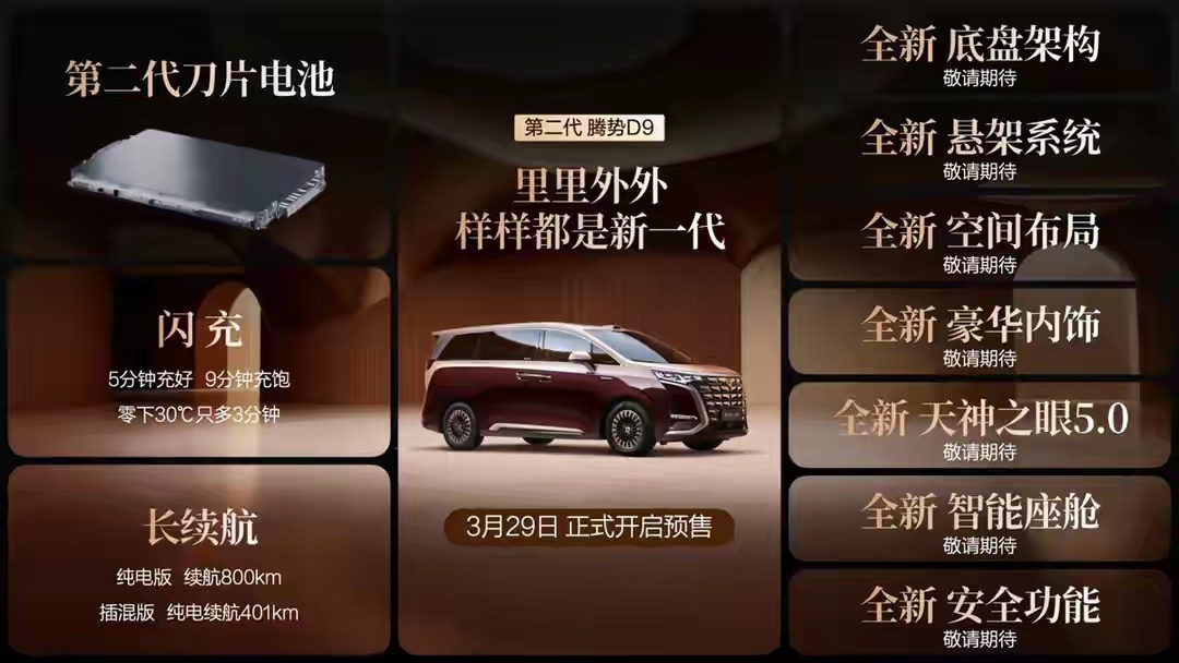 说实话，之前看一代D9觉得还行，但存在一些不足——续航不够长、充电不够快、副驾没