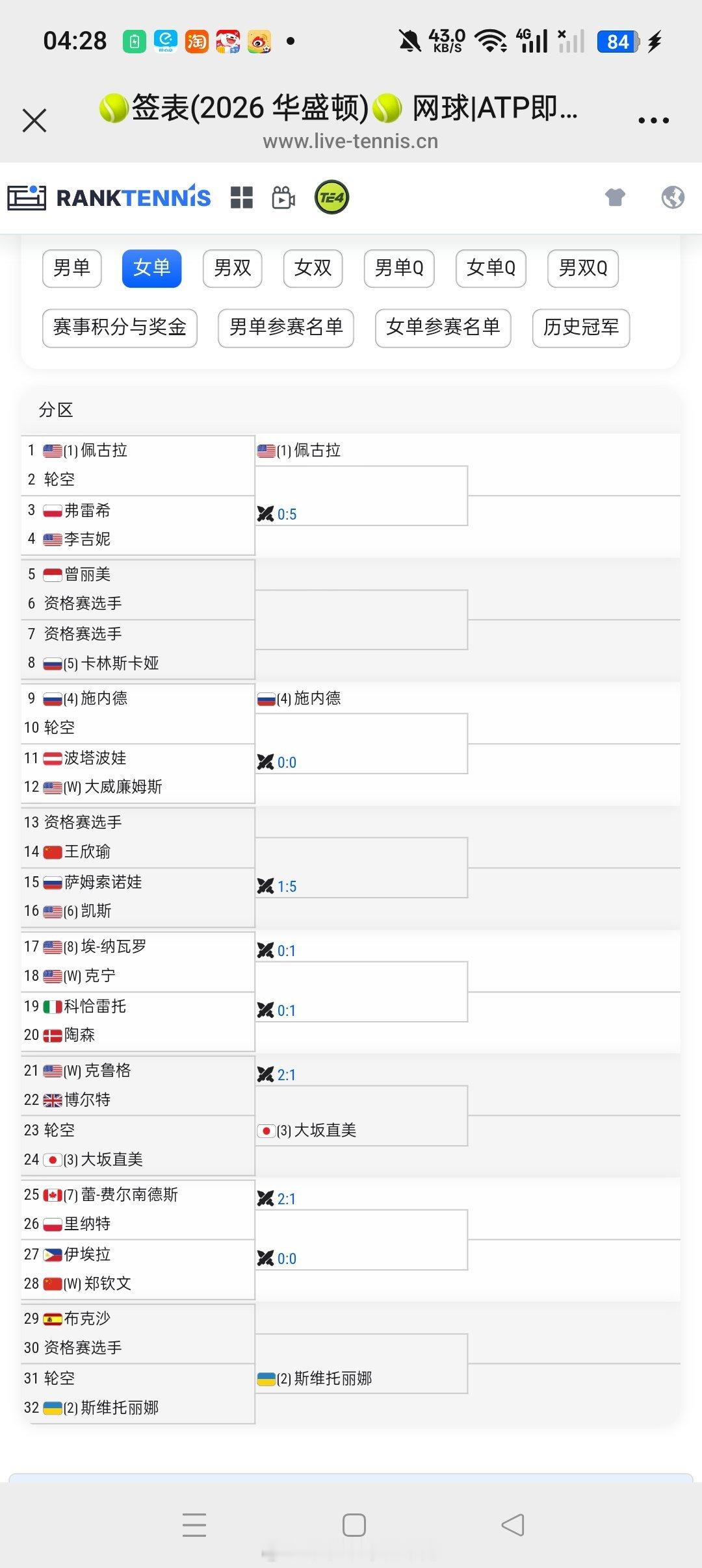 小花小草资讯 【🇺🇸华盛顿WTA500】女单资正赛签表🇨🇳郑钦文首轮对阵