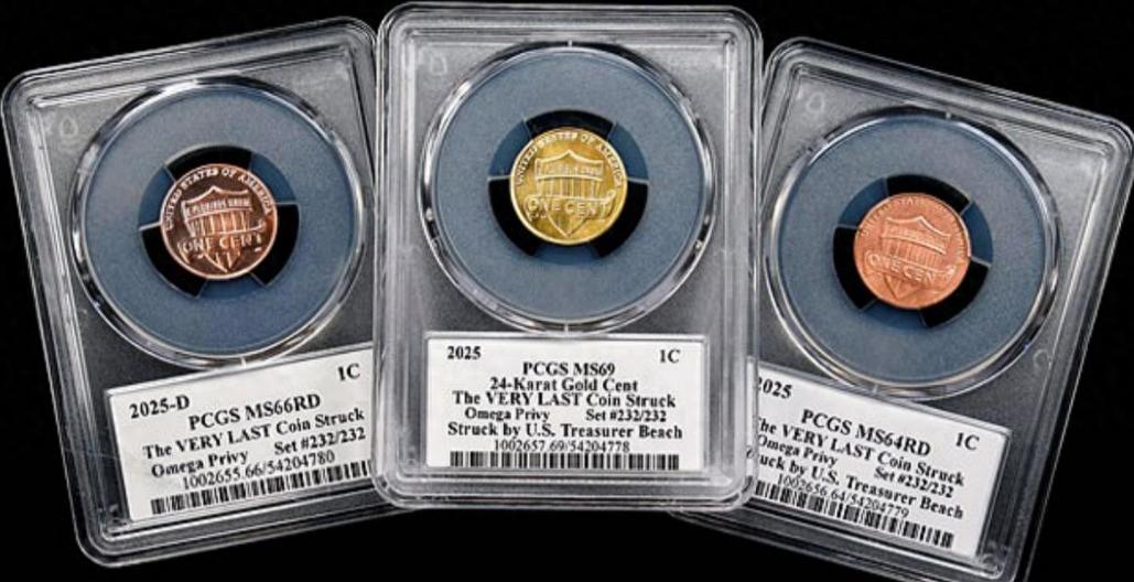 【最后一批一美分硬币拍卖：高价成交与货币难题】美媒报道，美国各地铸币厂生产的最后