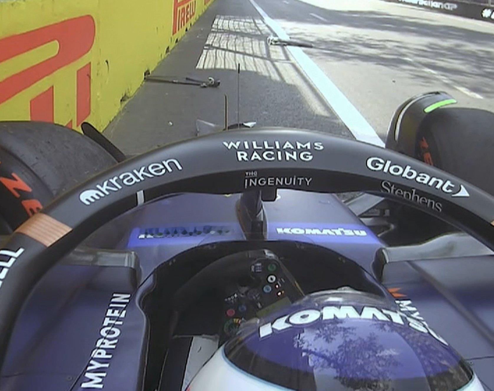 🚩 威廉姆斯车队车手科拉平托赛车撞墙！#F1##赛车##2024f1阿塞拜疆大