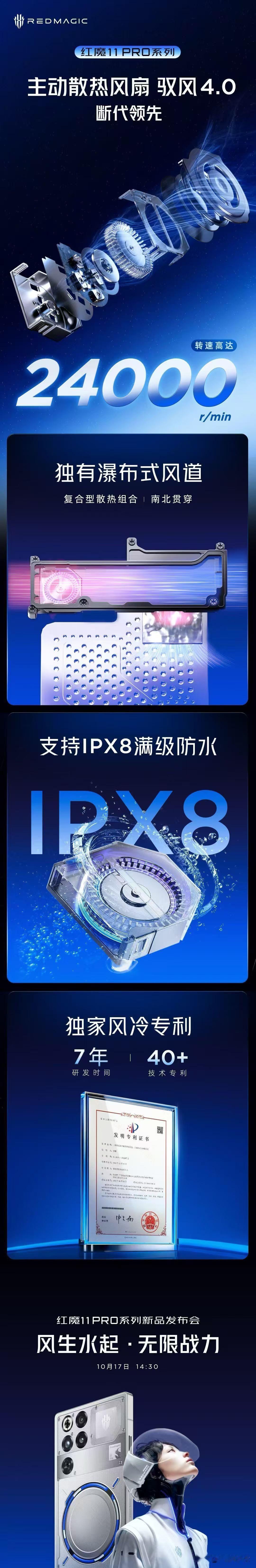 正式带来「主动散热风扇 驭风4.0」两图快速看懂！
红魔11Pro 系列10月1