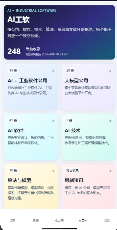微信小程序8月更新
 更新内容： 一.新加了 AI工软 专栏，专门介绍AI与工业