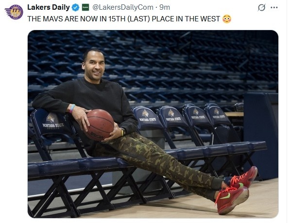 去年的球一场不落，今年能躲就躲……湖人7胜2负排名西部第二，独行侠2胜6负排名西