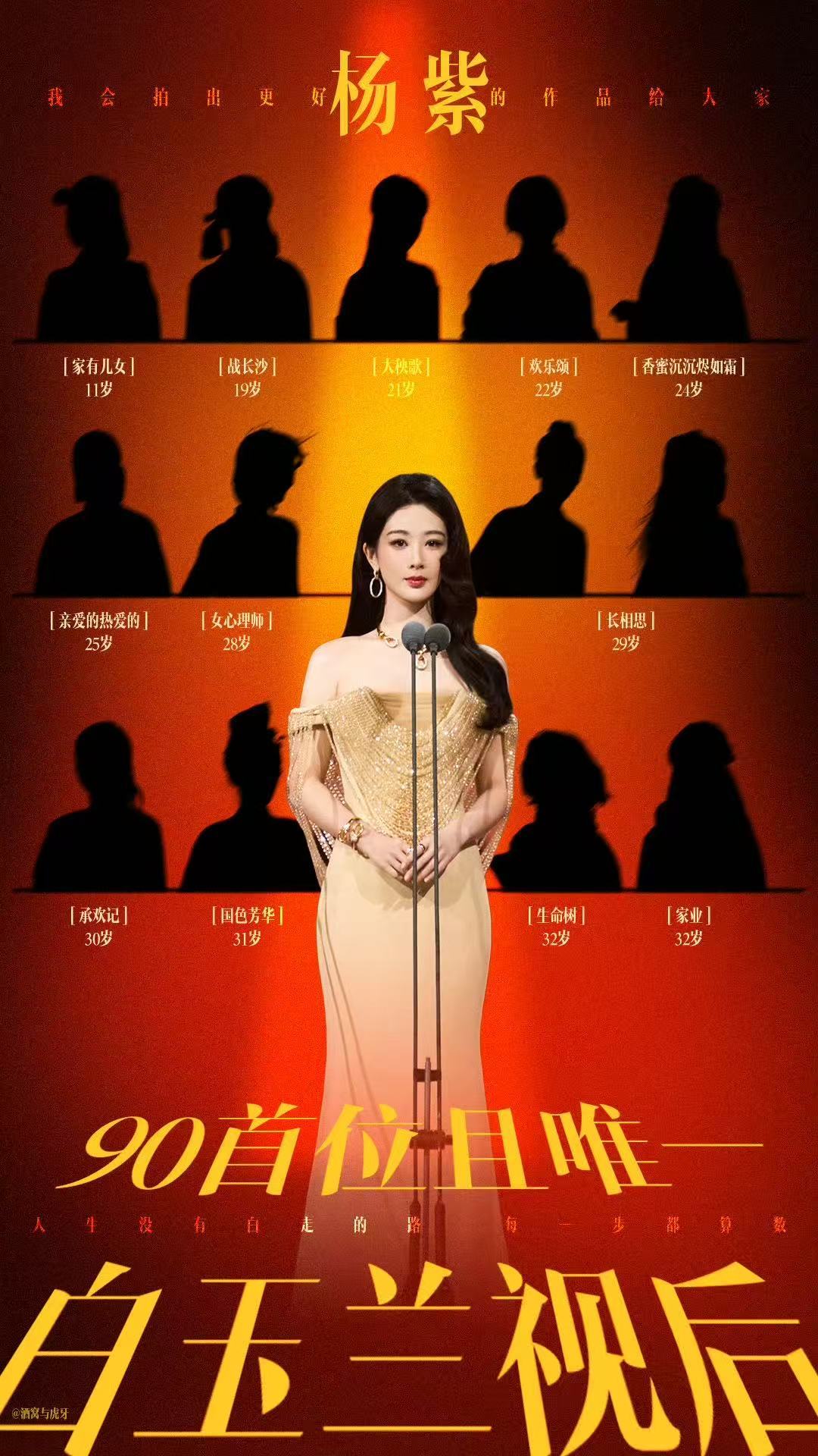 这个杨紫前途闪到我了百花奖出场和首代百花奖影后出场走红毯座位第一排左视帝国家一级
