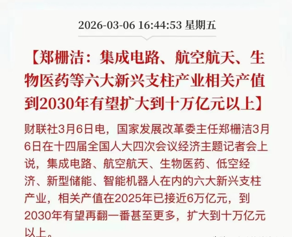 油价 六大支柱产业➕六大投资方向！航空航天和低空经济，去年归类为“新兴产业”，今