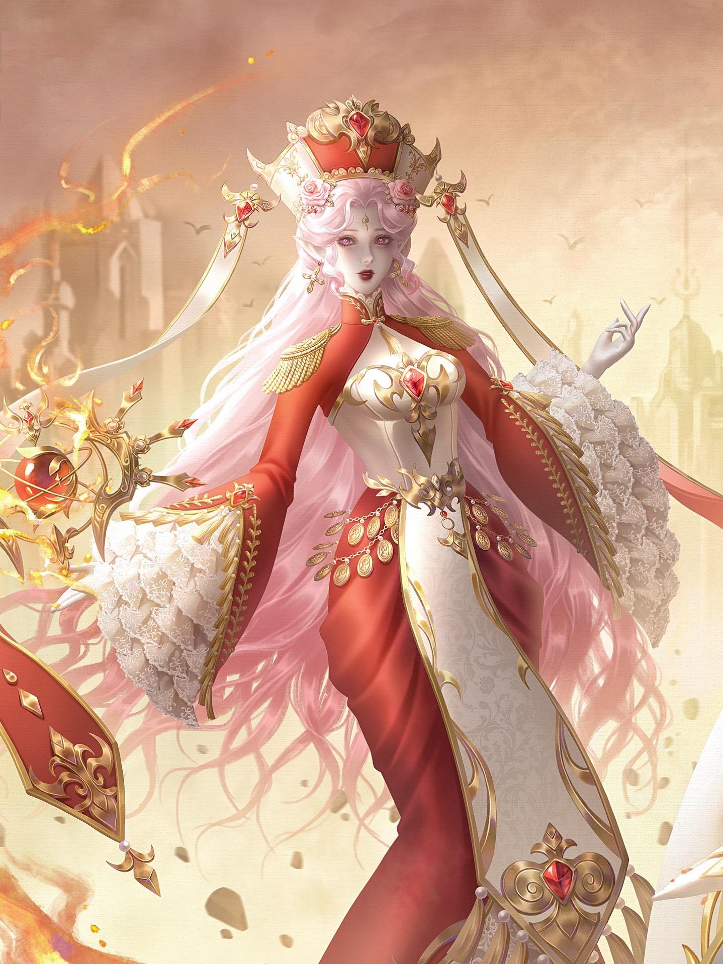 在烈火中守护费尔加德的勇士。发发小情侣斐兰德和希露薇格的高清插画！