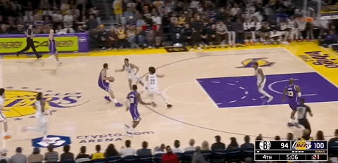 里夫斯三分，打停篮网！！！湖人103-94领先最后5分1秒，稳住！篮网vs湖人