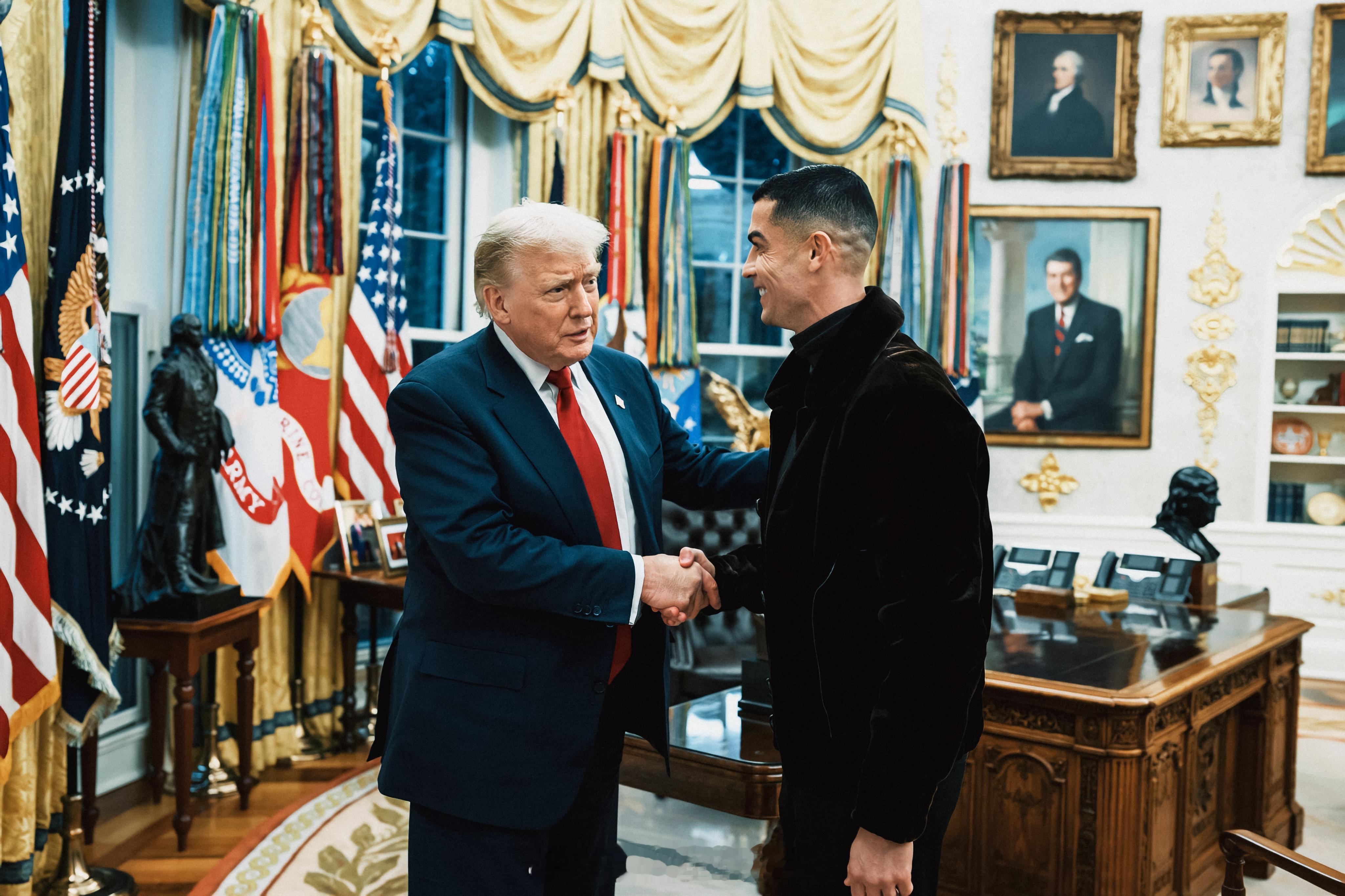 特朗普在社交媒体上分享在白宫会见C罗的感受：“能够见到伟大的球星C罗，我感到非常