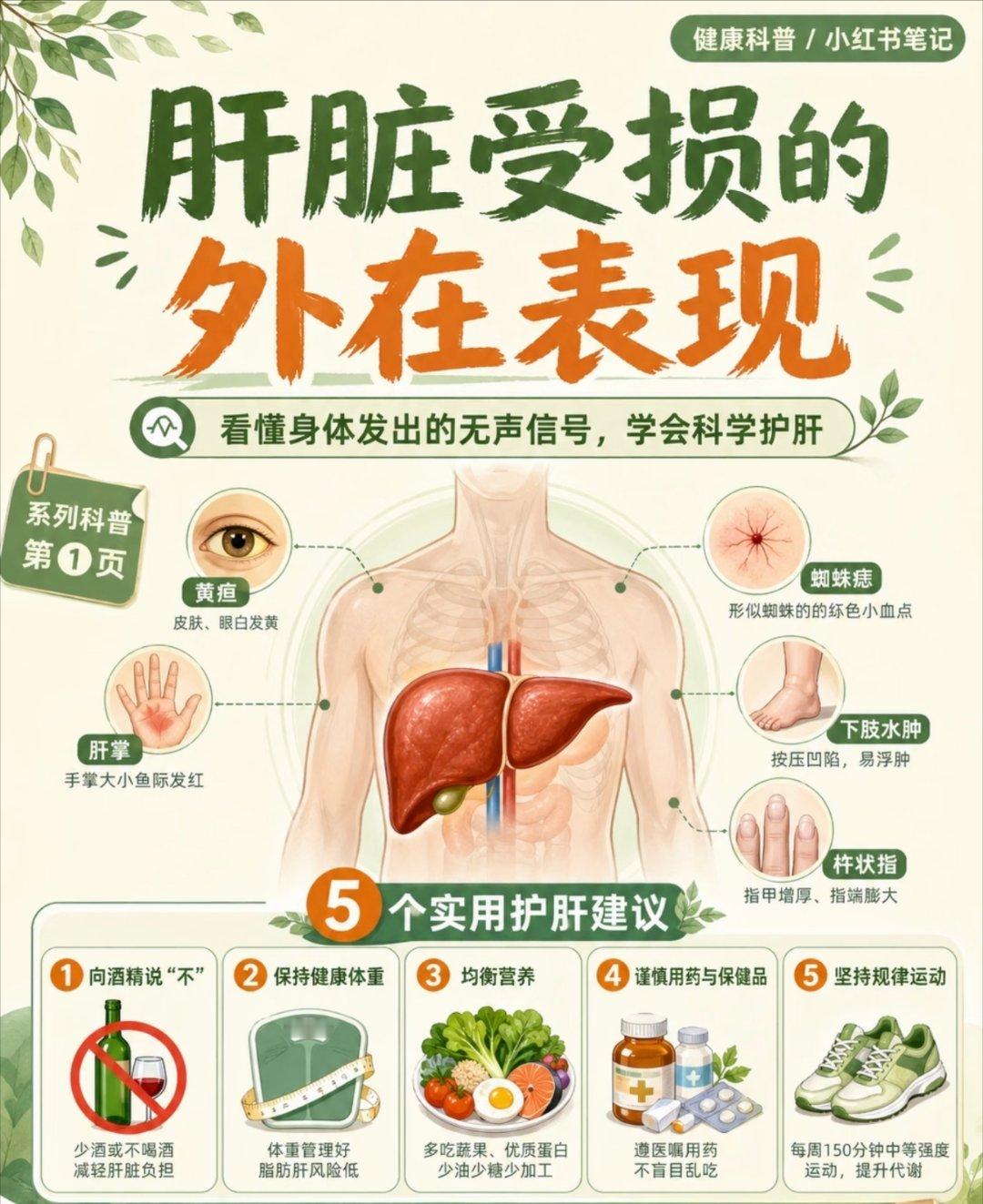肝脏受损的6个身体表现肝脏是我们身体中最繁忙、最复杂的“超级工厂”，它不 仅帮助