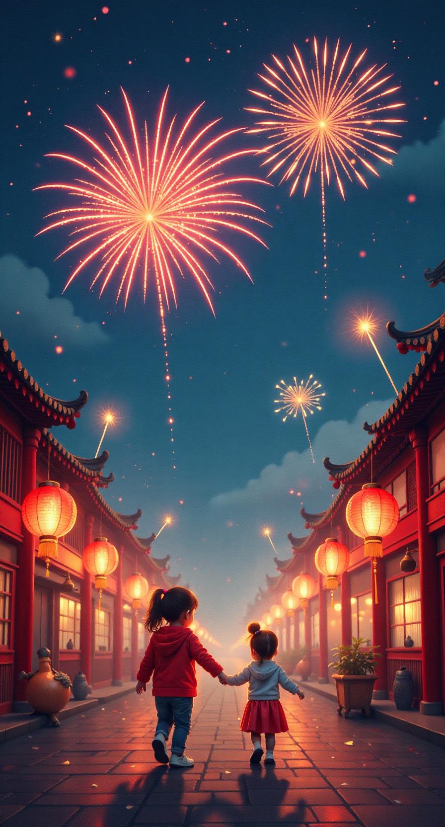 [烟花][福][烟花]
爆竹声中岁已更，
红联映户晓风清。
梅梢破雪香初透，
柳