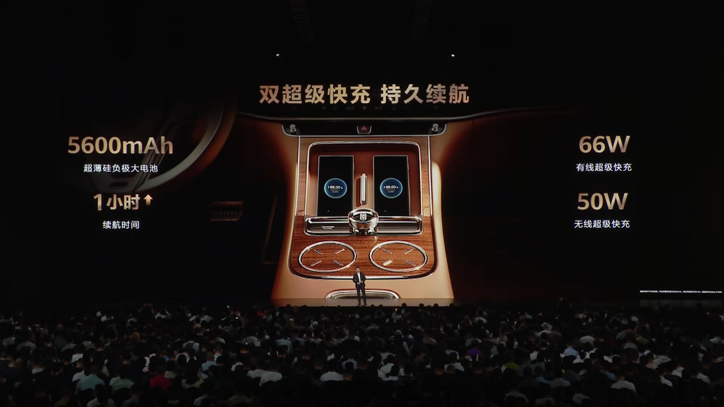 华为 Mate XTs 非凡大师依旧是 5600mAh 硅碳负极电池，支持 66
