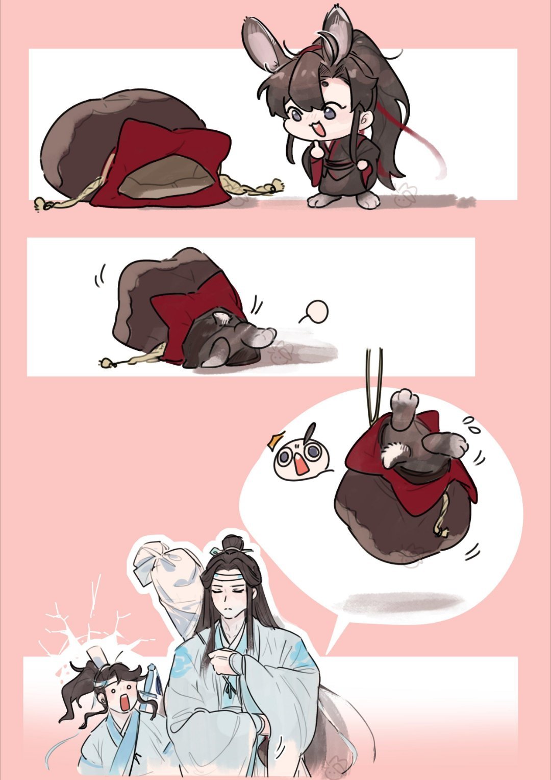 原来蓝湛计划着要一麻袋把魏婴装走啊！画师X：papu＿ri＿ca魔道祖师忘羡