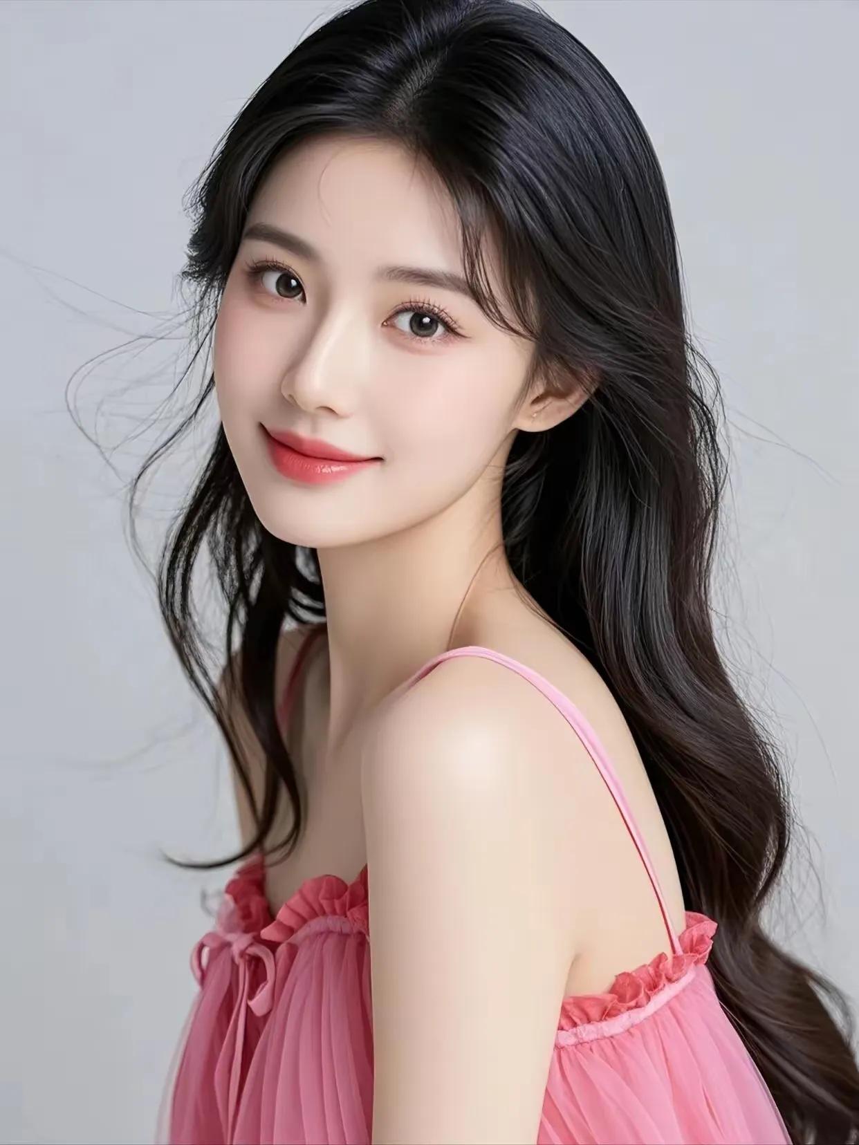 这位美丽女生的颜值非常高，她的五官精致而立体，眼睛大而明亮，嘴唇红润诱人，皮肤白