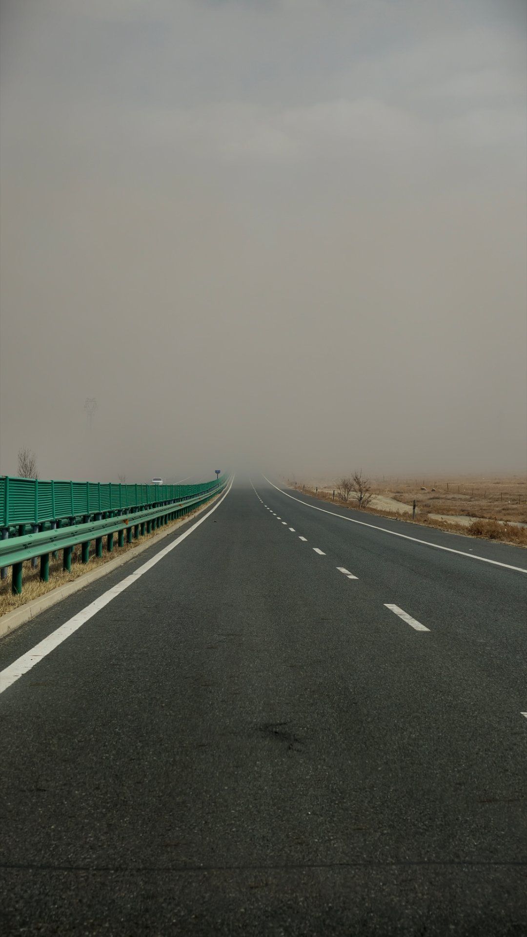 笔直的公路，遇到了沙尘暴讲真在这么大的风里开车，真不知道前面有没有车大v聊车 包