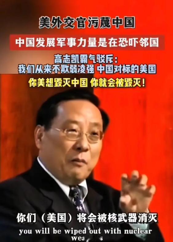 有美国学者质疑高志凯：你的国家迅速发展武力，已严重威胁到了周边邻国的安全关切。