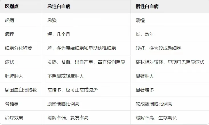 急性白血病和慢性白血病如何区别