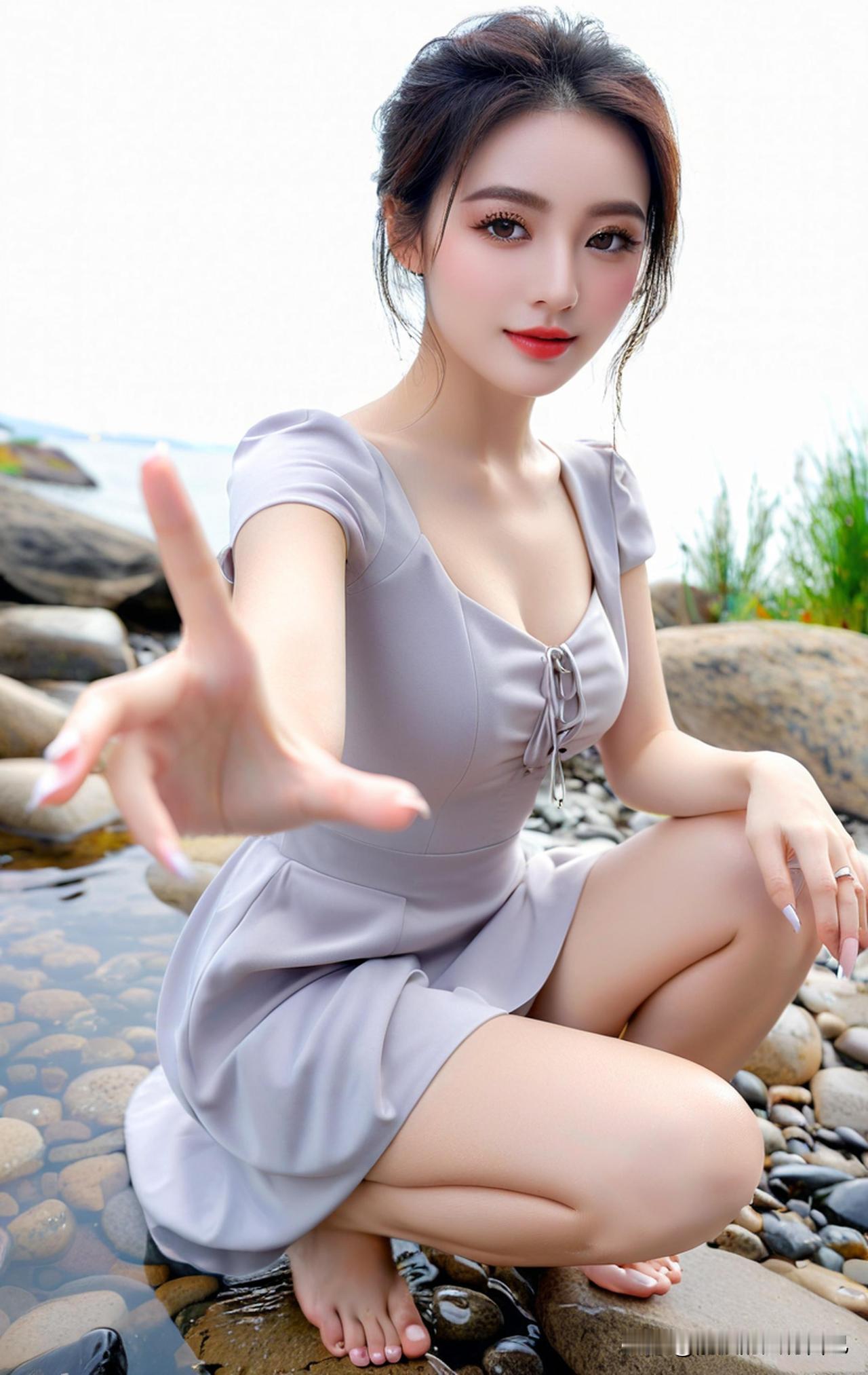 世间美人万千，唯有她，是独一份的清秀灵动，与生俱来的惊艳。
 
她宛若凡尘里悄然