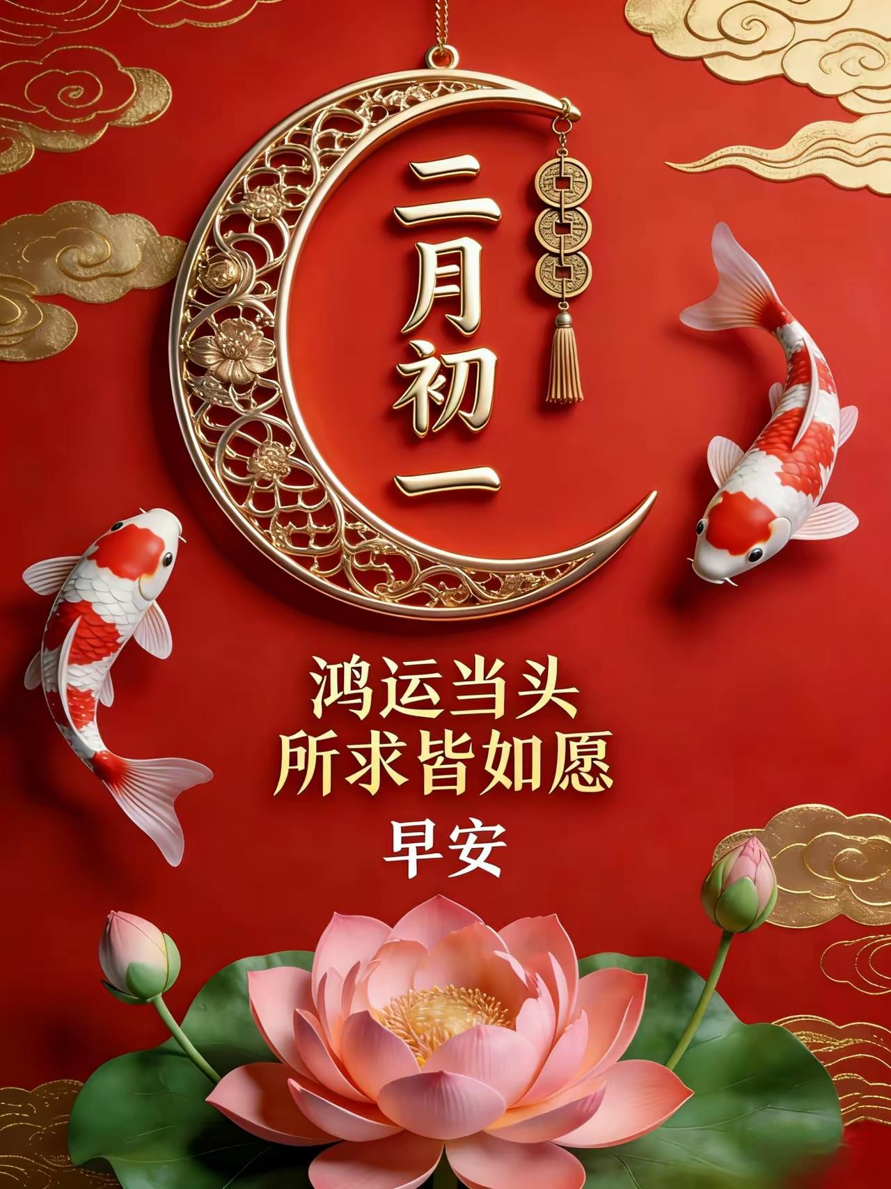 二月初一愿我们福启新程，平安喜乐，幸福安康，诸事顺遂，越来越好！[玫瑰][福][