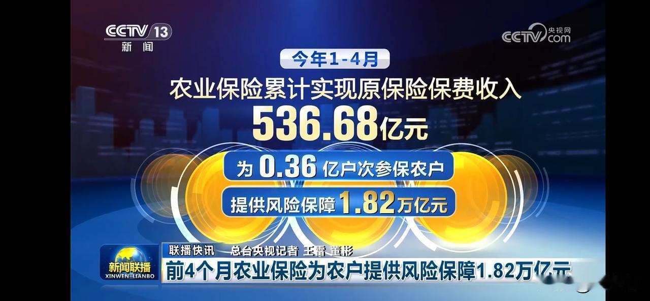 前4个月农业保险为农户提供风险保障1.82万亿！🌾💰