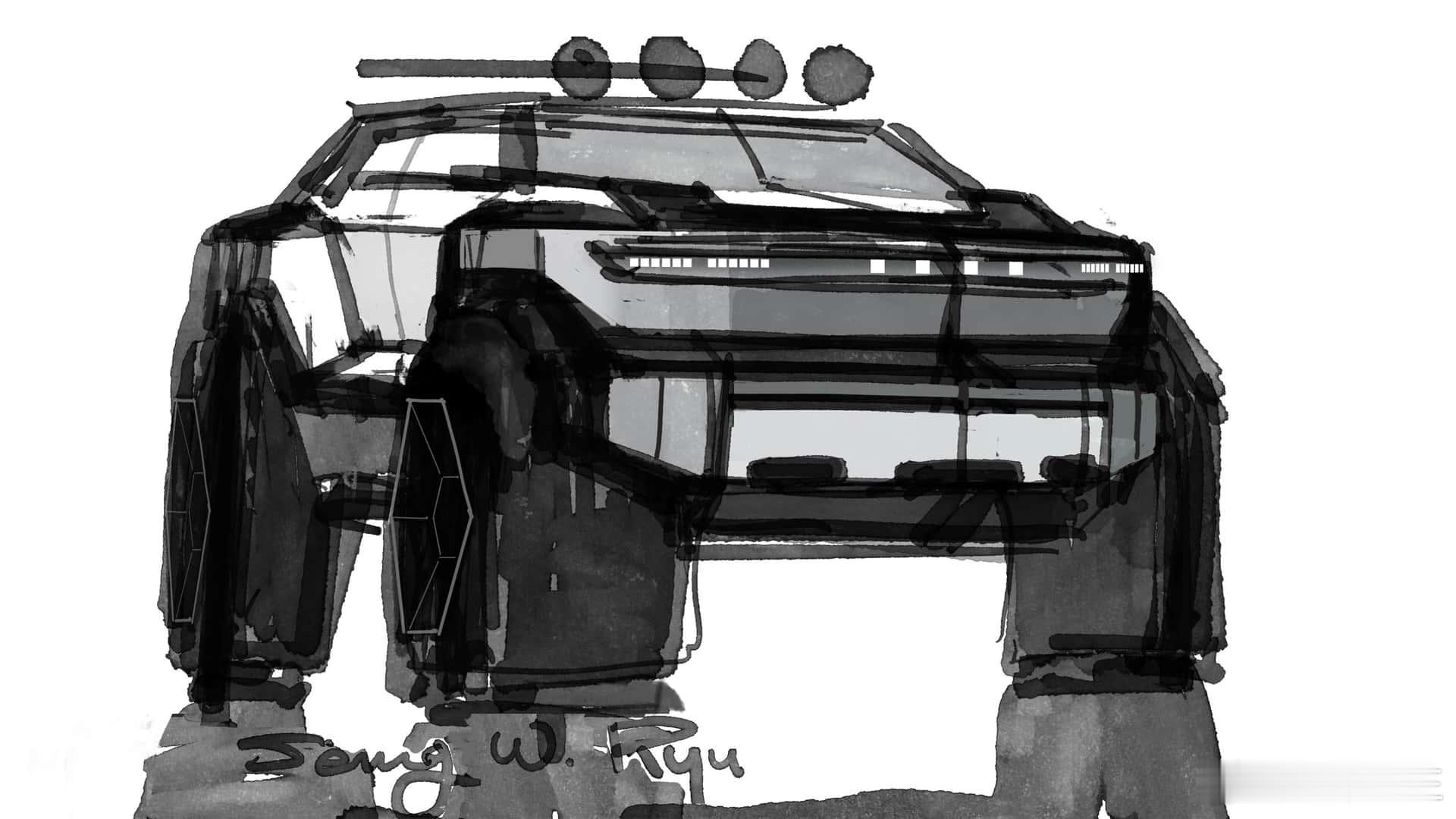 现代Crater越野概念车草图大家可以看看（图123），很有趣，Crater英文