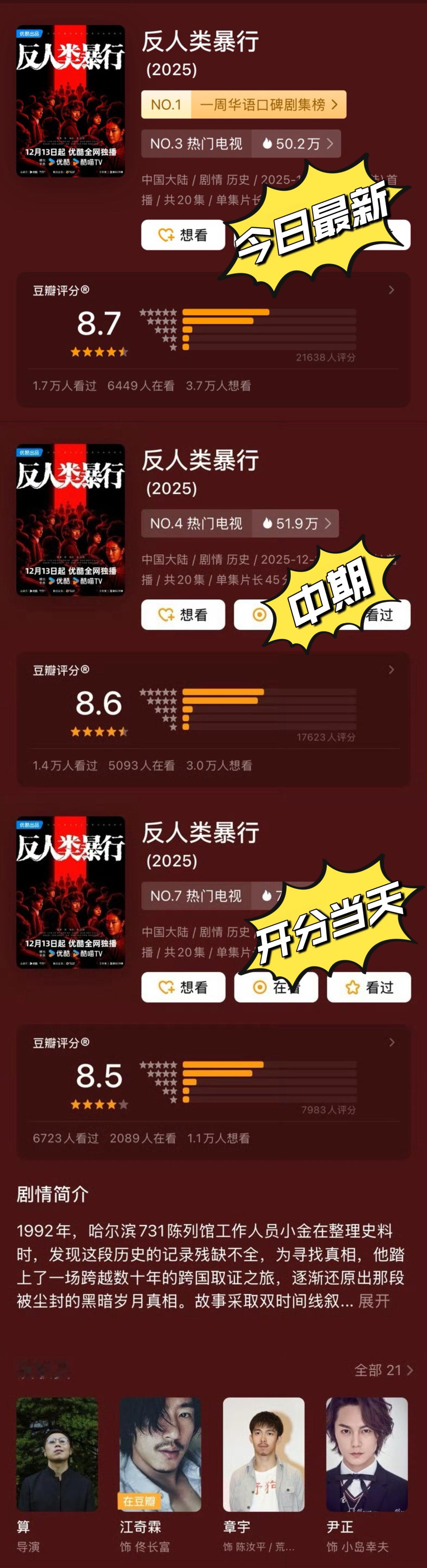 《反人类暴行》豆瓣应该可以涨到9.0完全可以用“神作”来形容 