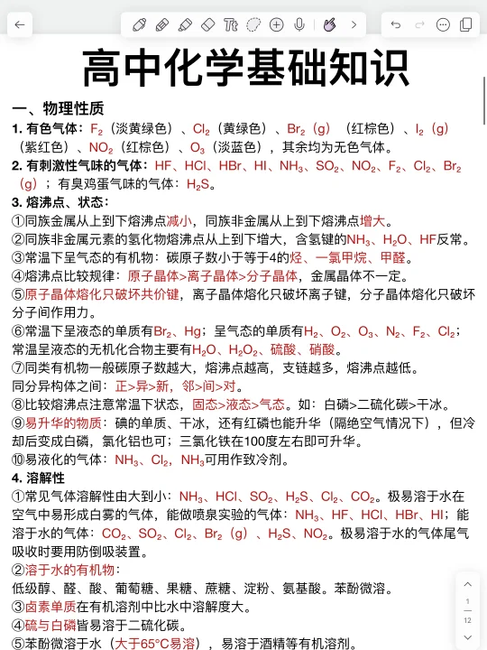 高中化学基础知识！化学低于90啃它！背完牛了