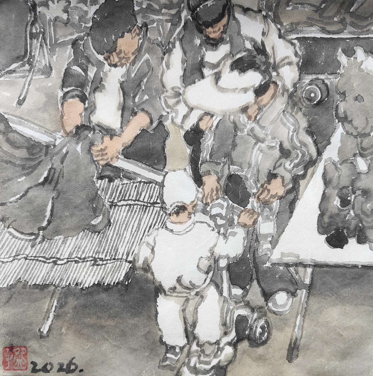 碗子的纸片水墨《步行街No12》