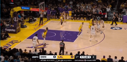 湖人队15-8掘金，抢到开局！继续进攻！掘金vs湖人