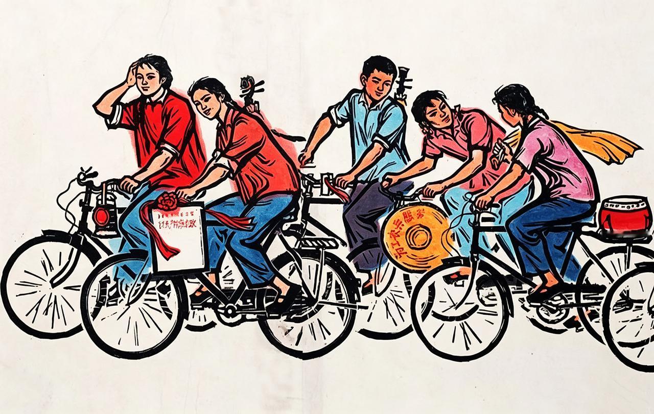 🚲 70 年代“文艺新兵”骑着自行车去下乡

杨永青的这幅《文艺新兵》，每次看