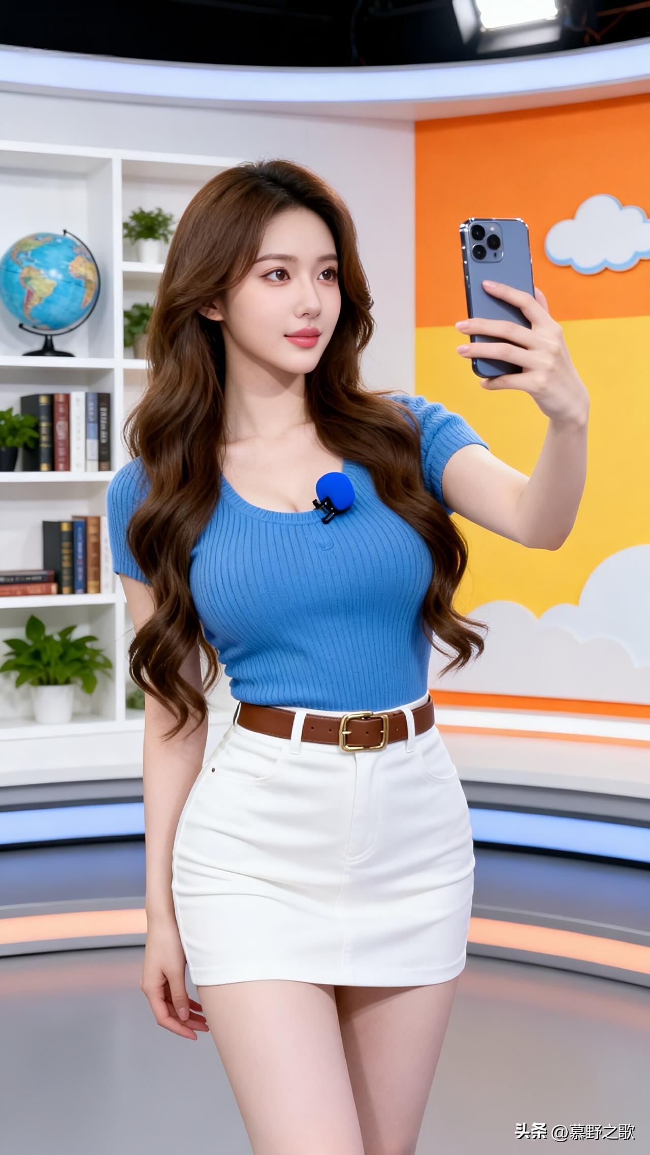 镜头前的蓝白穿搭，藏着“专业感”的密码
 
坐在演播室里，我特意选了这套蓝白穿搭