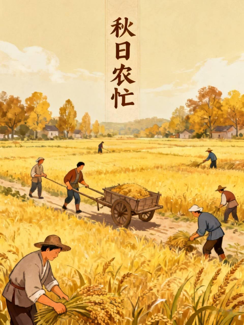 小时候的秋天，跟着父母一起干农活，收割稻谷，晒谷子，挑稻草，挖红薯，摘花生，菜园