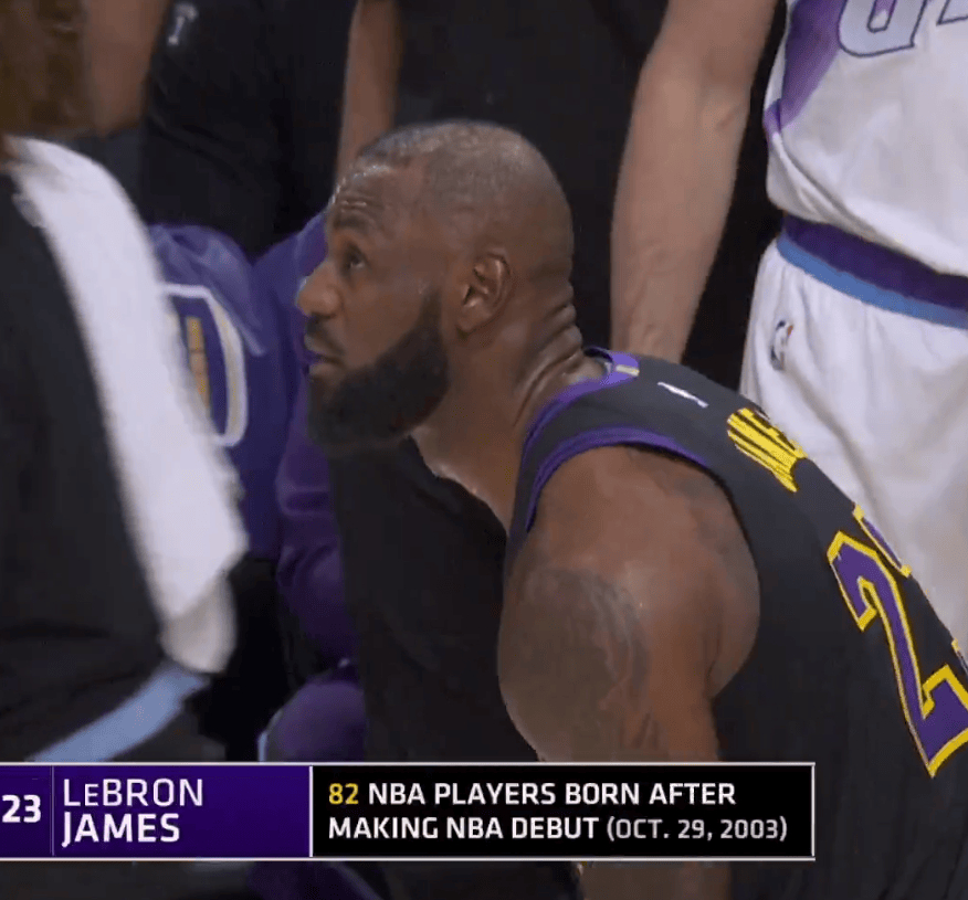 NBA官方：目前联盟中有82名球员在詹姆斯生涯首秀后出生。 
