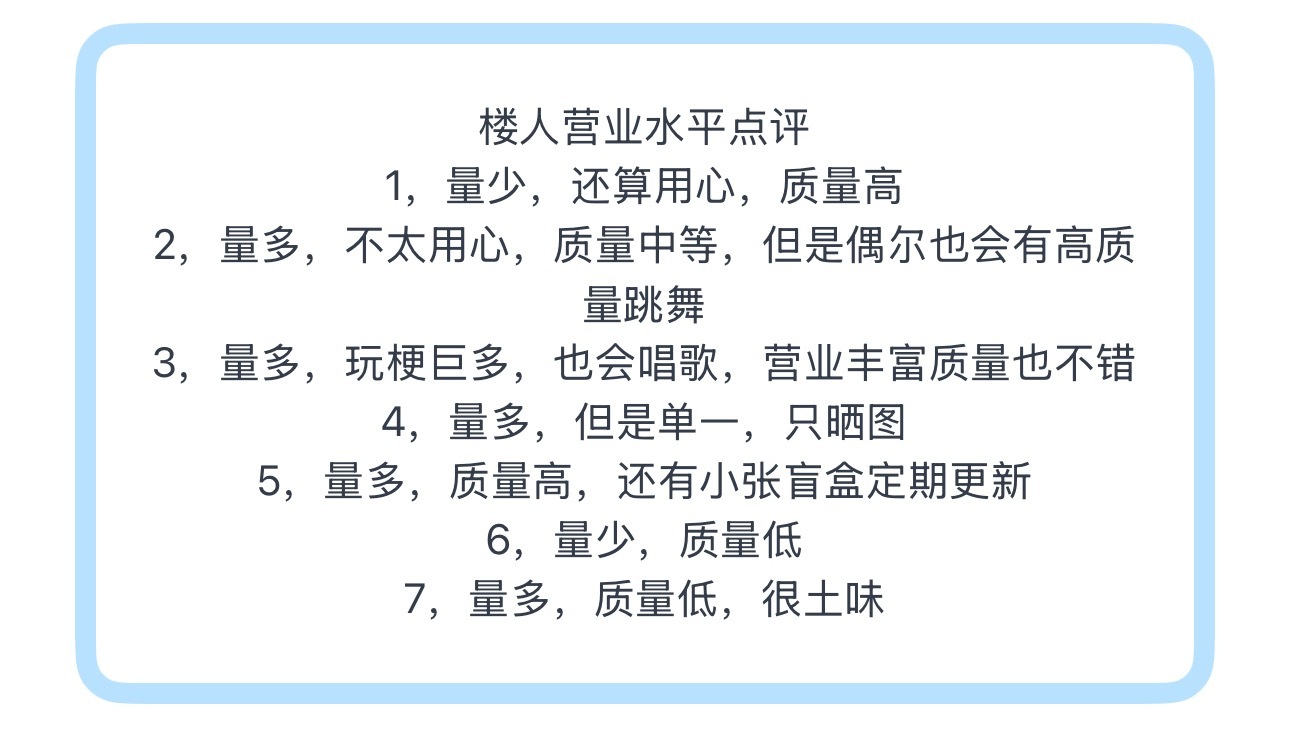 投楼人营业水平点评 