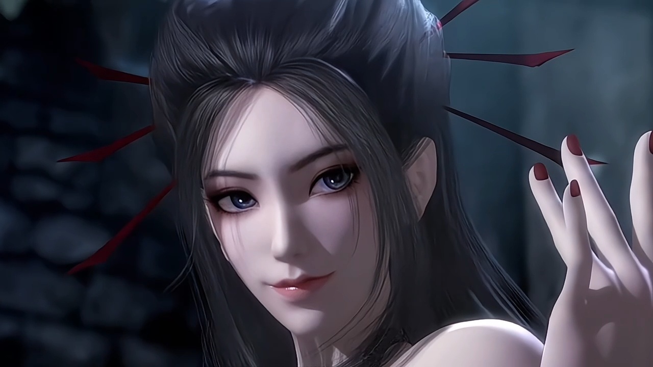 焰灵姬1124生日快乐 天行九歌焰灵姬 焰灵姬墨发簪红媚眼长，幽眸浅笑蕴锋芒。一