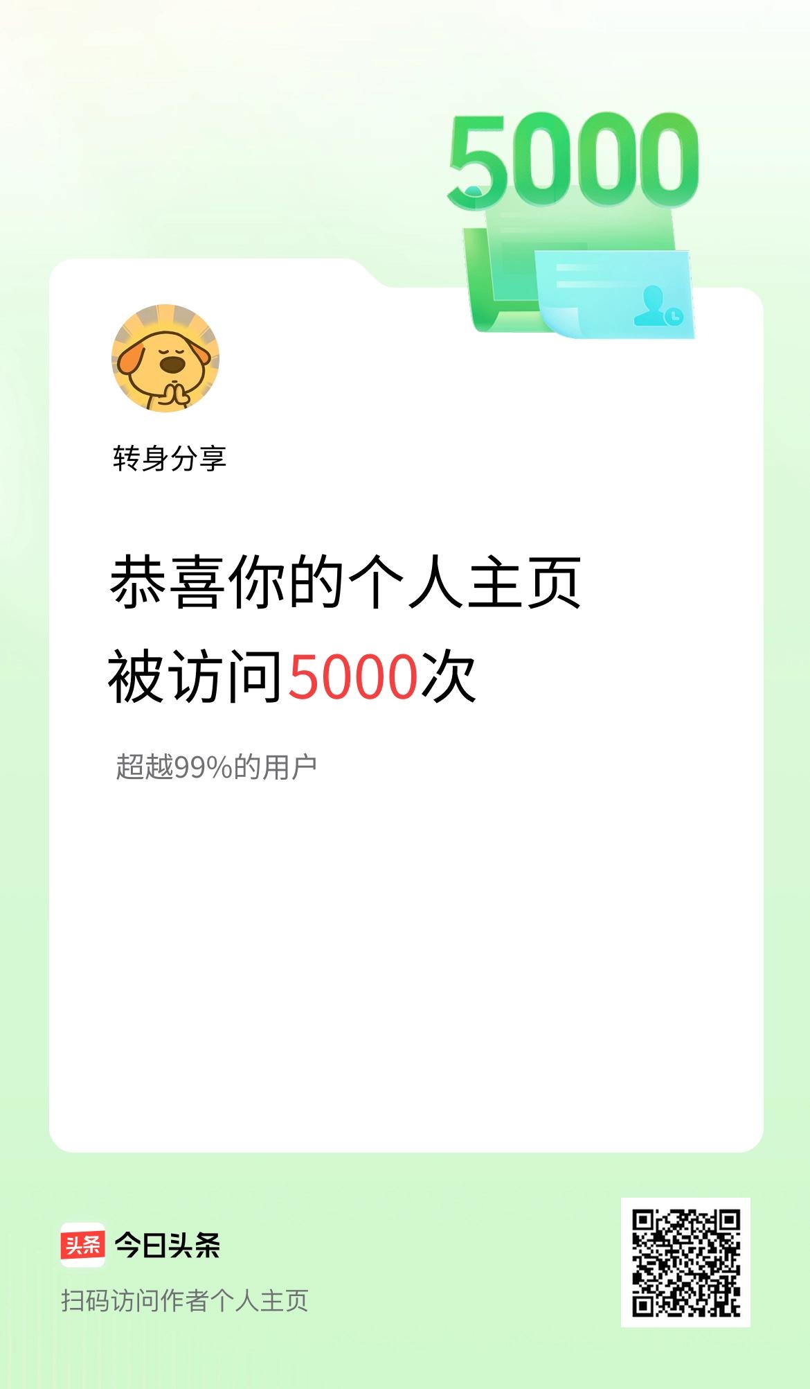 我的头条个人主页被访问5000次啦！