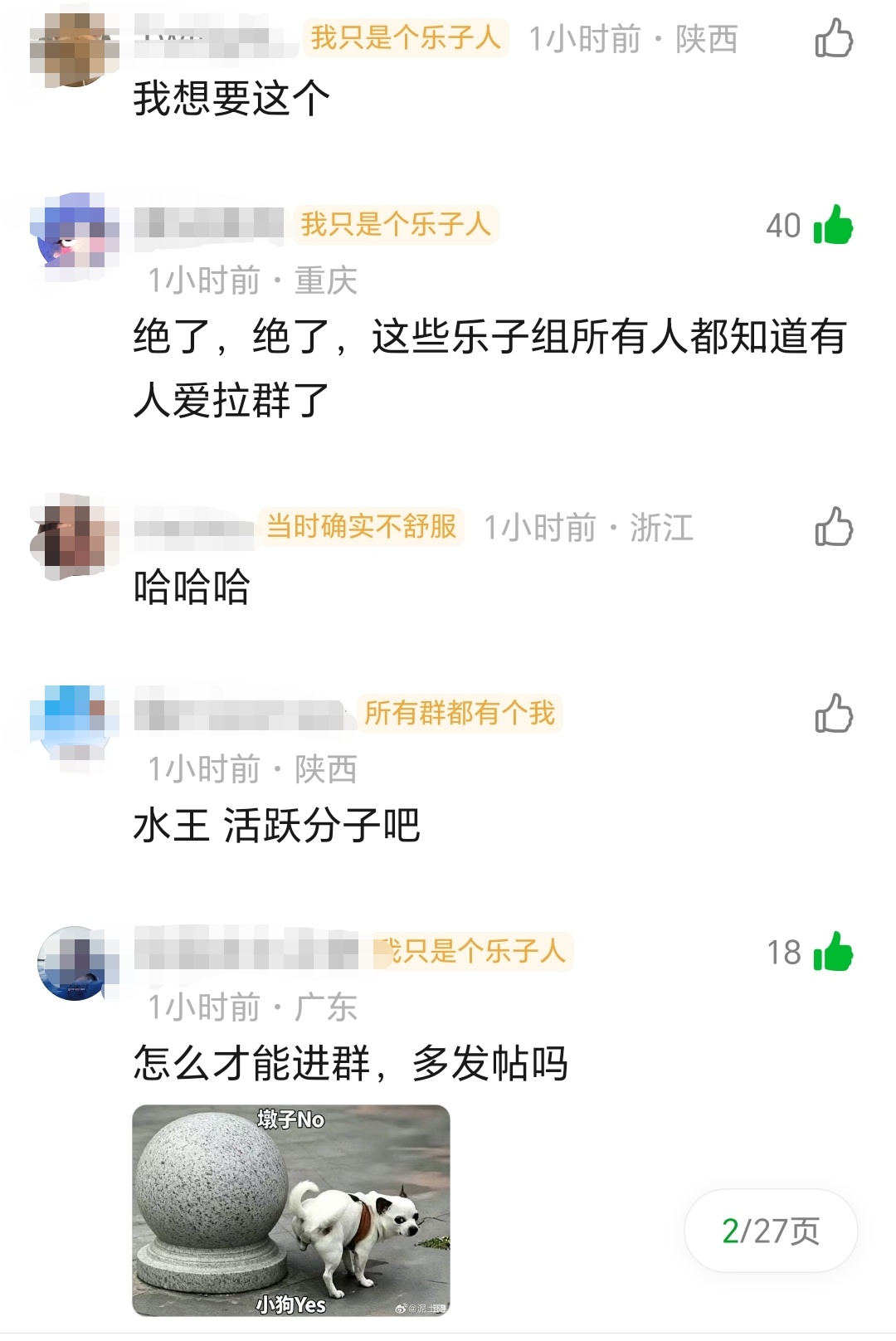笑亖我了，乐子组乐子人的最高称号是“所有群都有个我”，这真的是变相科普有人爱拉小