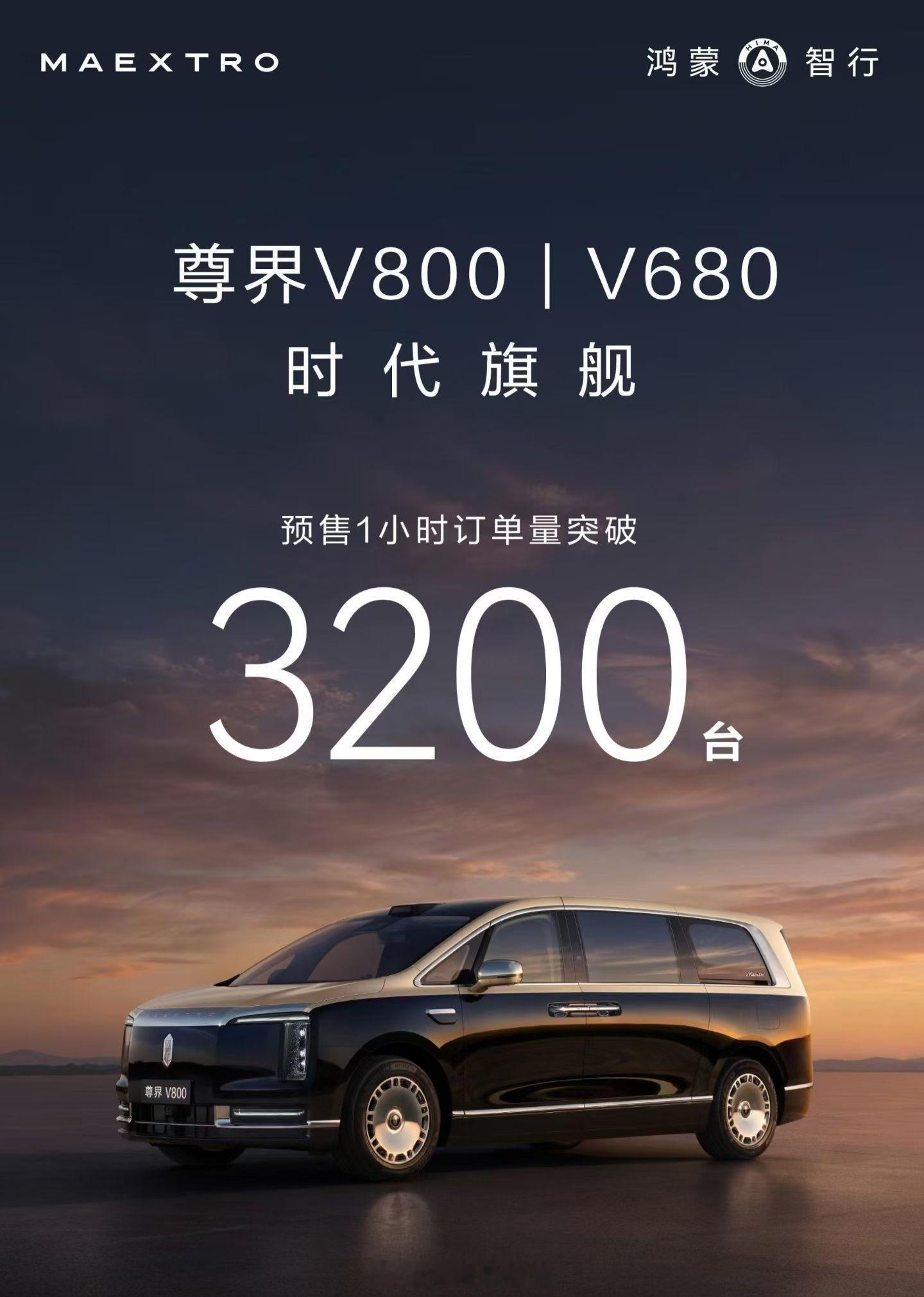 我去，鸿蒙智行  的V800与V680小订数据是真不错呀！一小时预订量就突破32