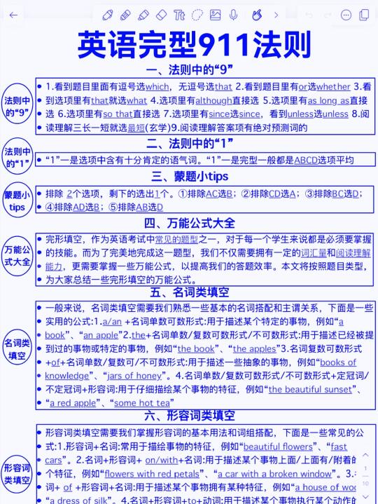 英语完形填空！911法则！高分妙招！不看后悔！