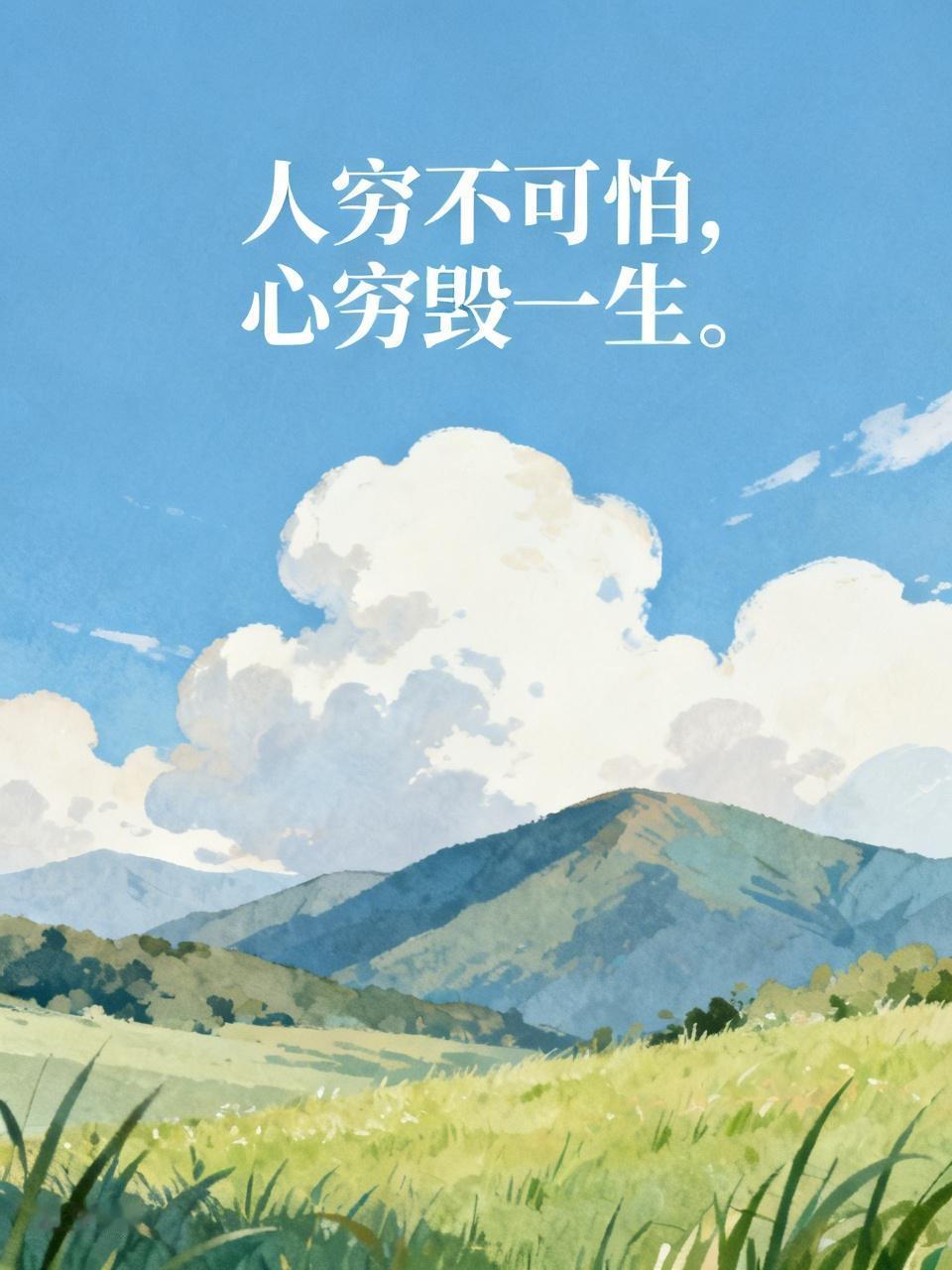 我超认同“人穷不可怕，心穷毁一生”。就像我老家村里，以前有两户人家。东头张叔家穷